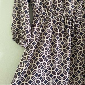 Peppermint USA Dress Pattern Print Blue Beige Red Size Medium Elastic Waist